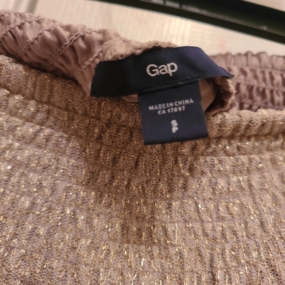 Gap Gold Shimmer Metallic  Sparkle Stretch Fit Pleated Skirt With Pockets Size S - Picture 4 of 4